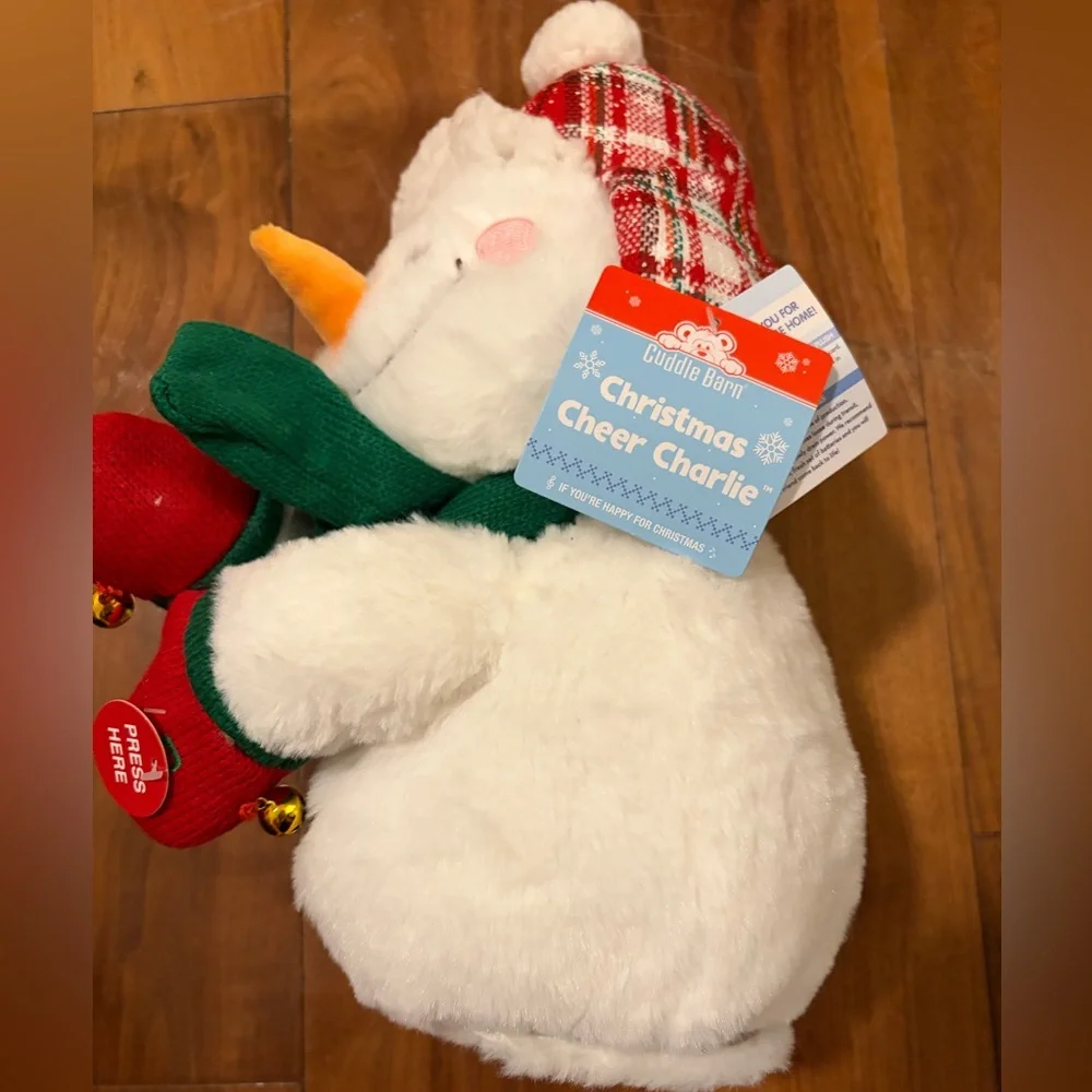 Festive Snowman Plush with Red and Green Accents